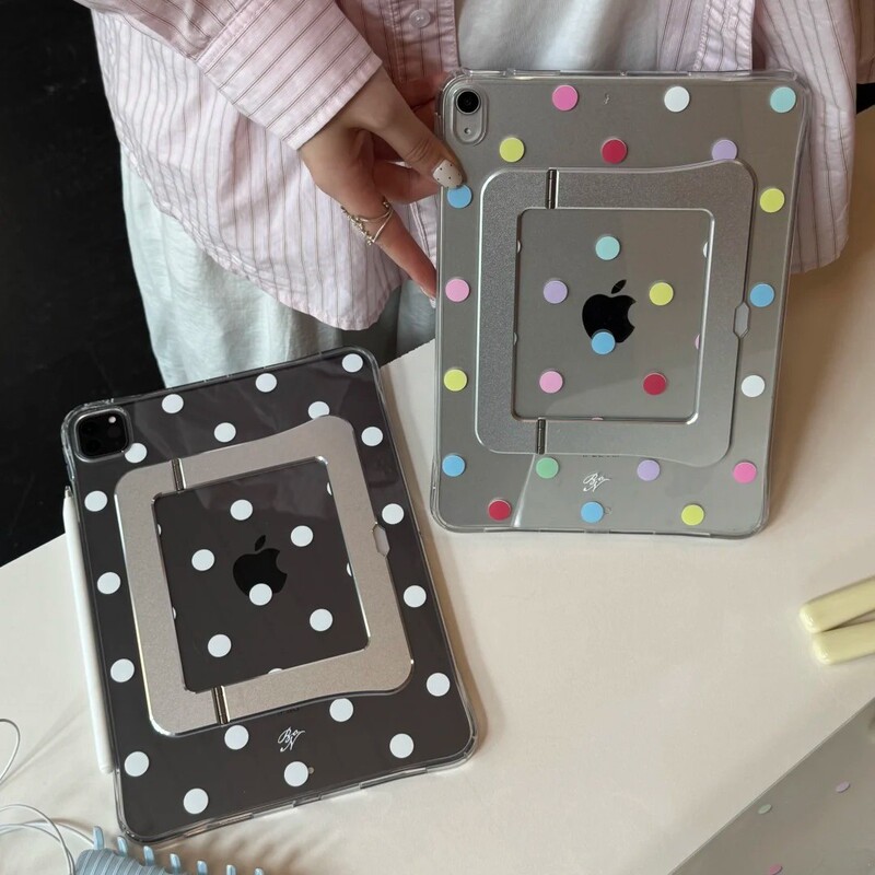 Japanese and Korean Colorful Polka Dot Design Suitable for Apple iPad Tablet Case Air Stand Case Mini Stand Pro Protective Cover 10Th Generation Japanese and Korean Colorful Polka Dot Design Suitable for Apple iPad Tablet Case Air Stand Case Mini Stand Pro Protective Cover 10Th Generation