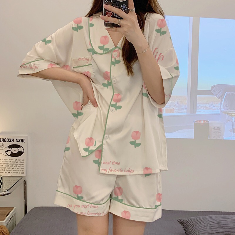 "Rose" Young Mother's Pajamas, Female Doll Collar Sweet Suit, Summer Short-Sleeved Shorts, Girly Home Clothes