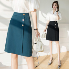 a字半身裙女短裙子2025夏装新款高腰显瘦黑色职业包臀裙一步裙女