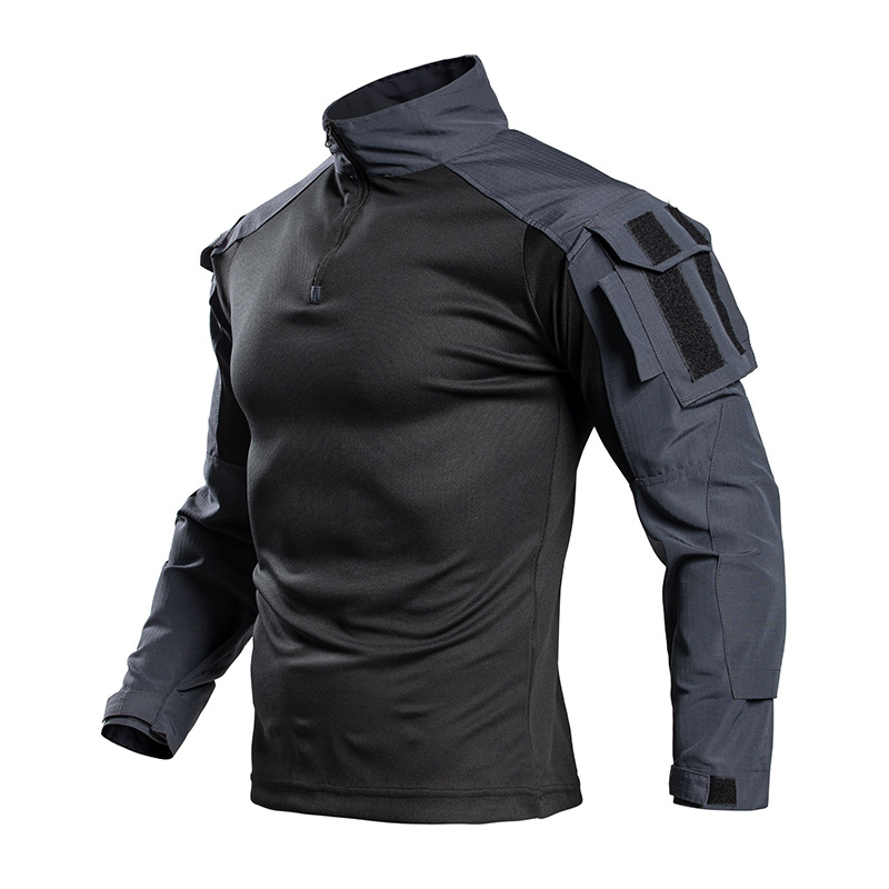 Cross-Border Frog Suit Camouflage Summer Long-Sleeved T-Shirt with Stand-Up Collar Sportswear Outdoor Leisure Sports Tactical Shirt