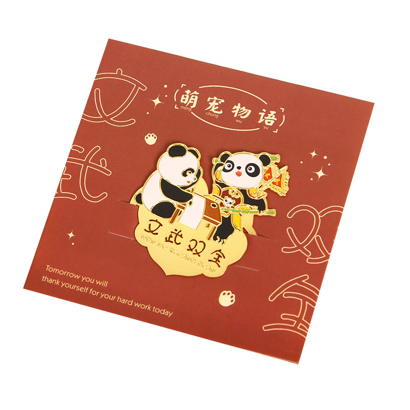 Panda creativo lindos marcadores de metales marcadores huecos de bronce estilo chino Wenchuang marcas de lectura carpeta al por mayor