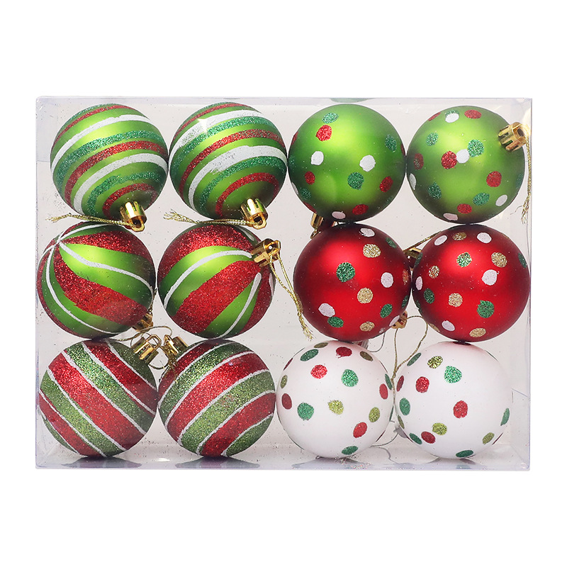 Explosiones de decoraciones navideñas Grinch 6cm / 12 bolas de plástico mate pintadas Set de bolas de Navidad al por mayor