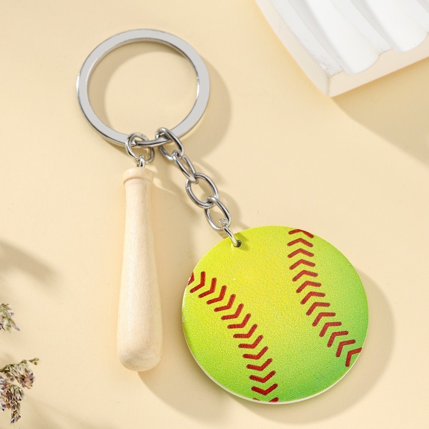 12g Weight Keychain Classification 1 Piece Quantity Daily Occasion Wood Material Baseball Pattern Unisex Gender Sports Style 1 Piece Sports Baseball Wood Unisex Keychain 11