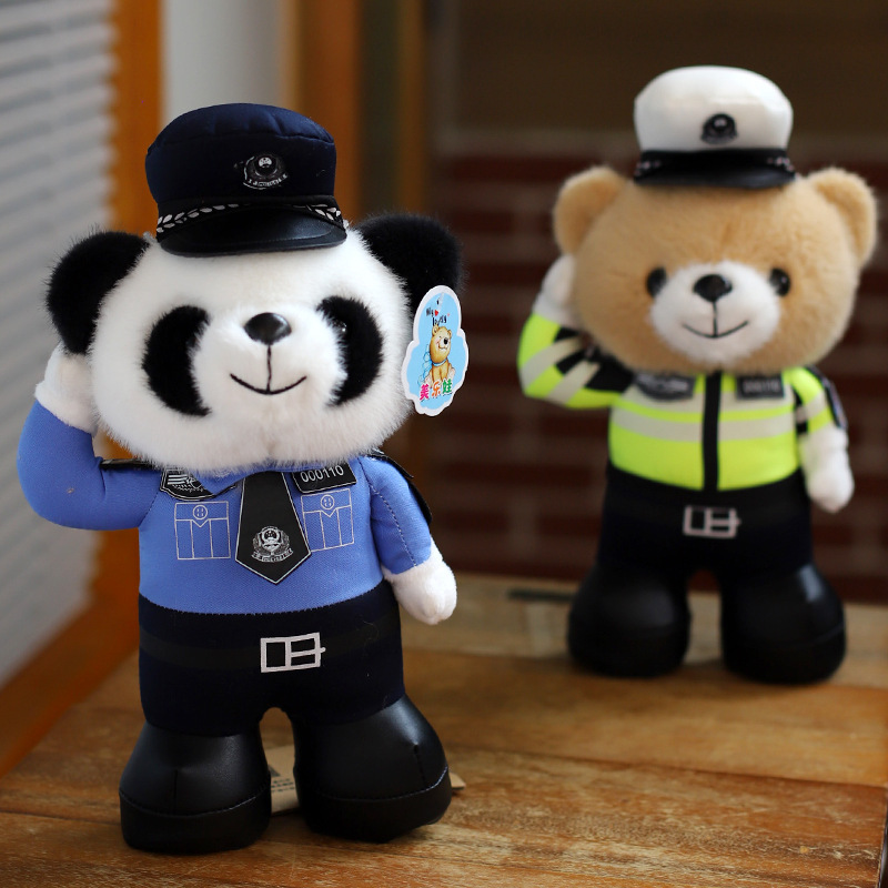 Iron Riding Panda Policía Policía de tráfico Uniforme de oso Motocicleta Actividades Saludo Panda Seguridad pública Antifraude Regalos promocionales