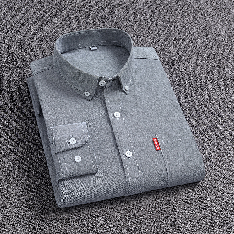 Camisas de mangas largas de Oxford personalizadas de hombre primavera y otoño de color sólido de transporte transpirable de mediana edad