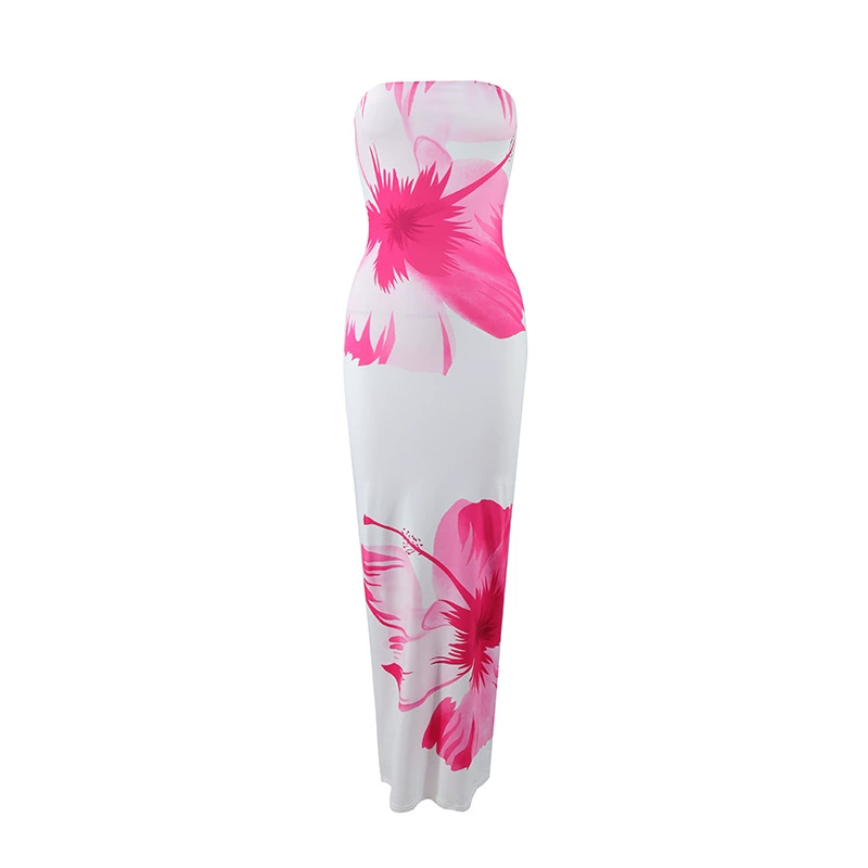 Платье-футляр на бюстье длиной макси, ткань Milk Silk 83% Polyester 17% Elastane, летний европейский стиль