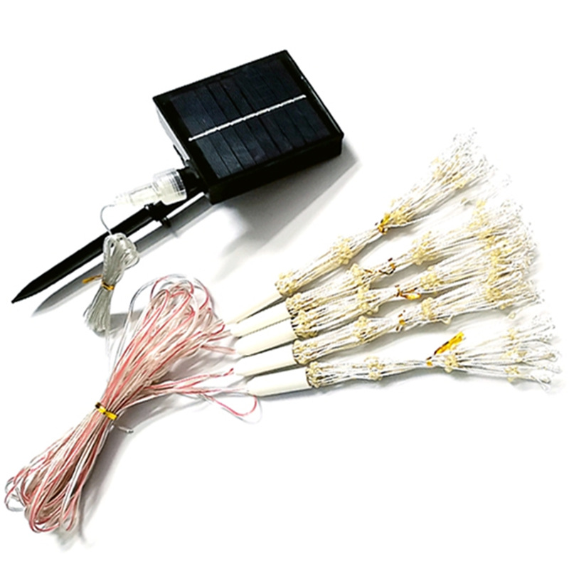 Venta al por mayor fuegos artificiales solares explosión luz LED diente de león alambre de cobre boda patio paisaje decoración vacaciones color Cadena de luz