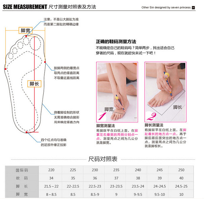 女鞋尺码表