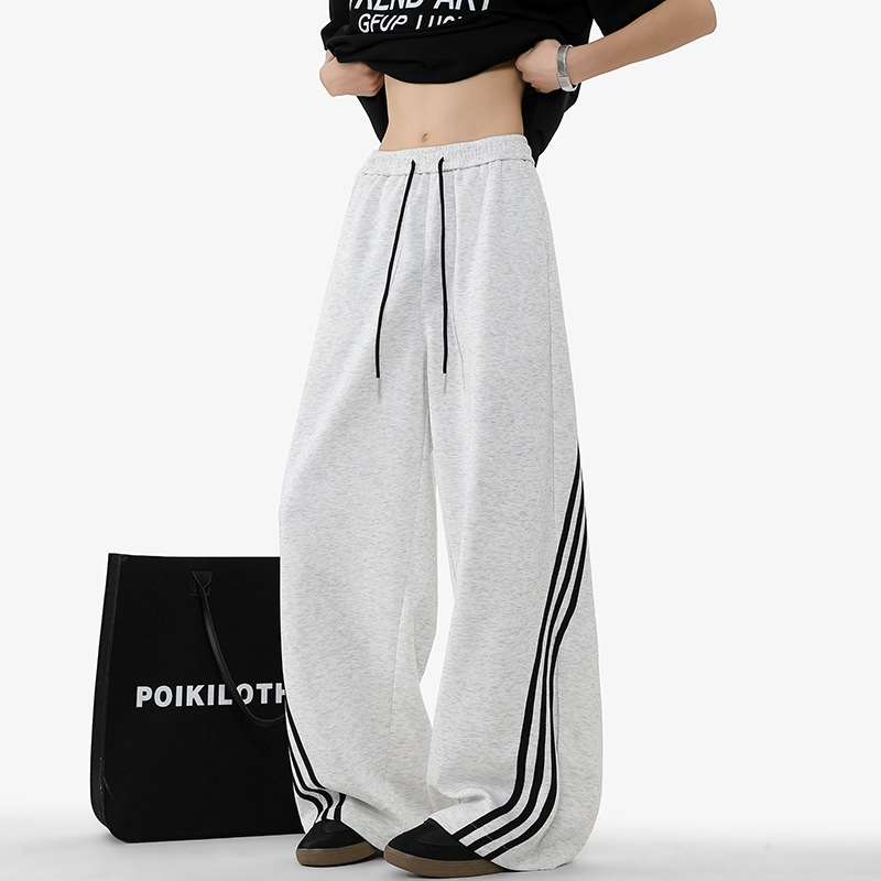 Color-Blocked Three-Stripe Floor-Length Casual Pants for Men, Versatile Loose Sweatpants K5765 Special P34 K5765J Fleece-Lined Special P40