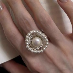 小香风复古宫廷风珍珠缠花戒指女轻奢气质高级感小众设计指环戒