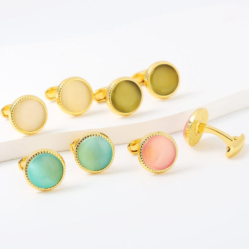 neue runde Manschettenknöpfe mit Diamantkristall, modische, hochwertige Manschettenknöpfe aus Zirkon_voghion.com