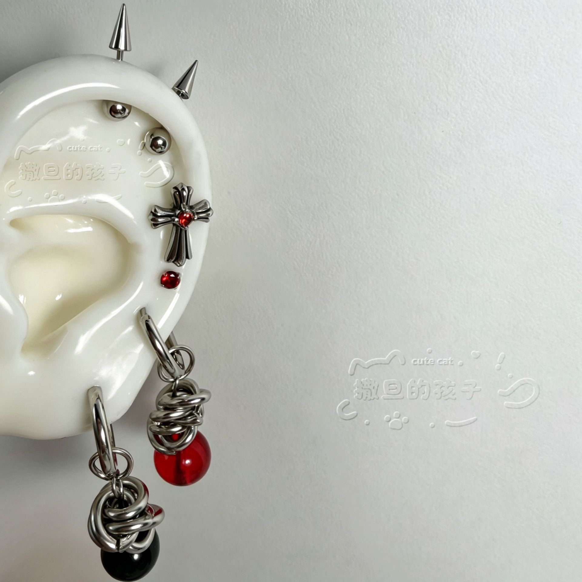 Labret stud lip piercing jewelry styling detail