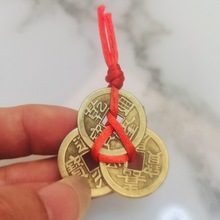 铜钱串合金三帝吊坠乾隆风水五帝钱币 古铜钱币批发 三角铜钱十帝