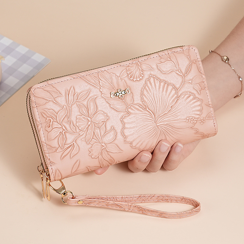 Bolso de mujer, bolso de mano retro relieve PU con cremallera, bolso multifuncional de mujer de alto nivel.