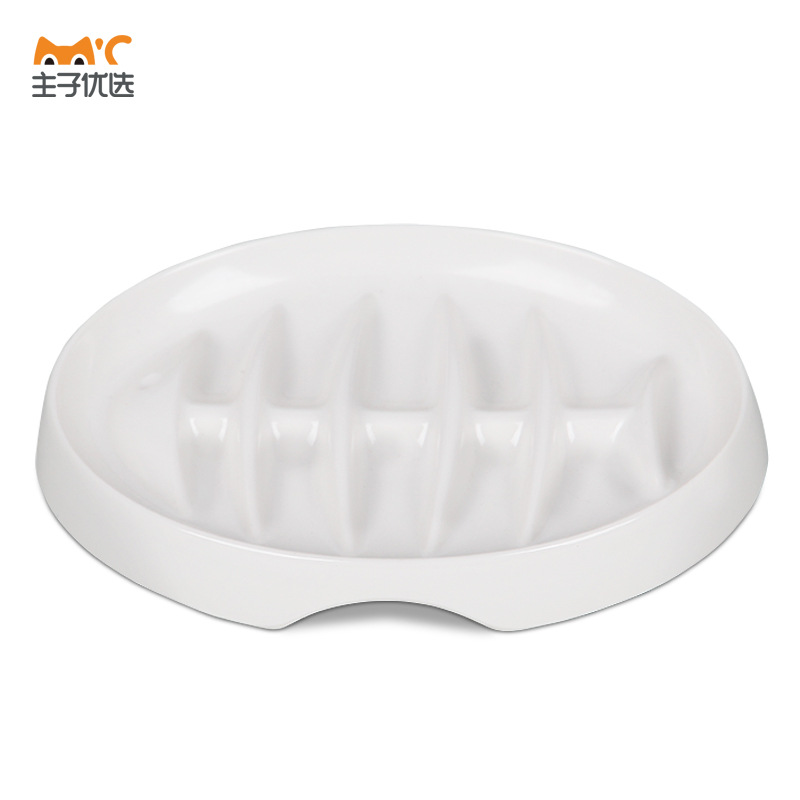 Espina de pescado personalizada Slow Food Bowl melamina merienda dispositivo anti-estrangulamiento plato de comida perro cuenca mascota gato utensilios transfronterizos