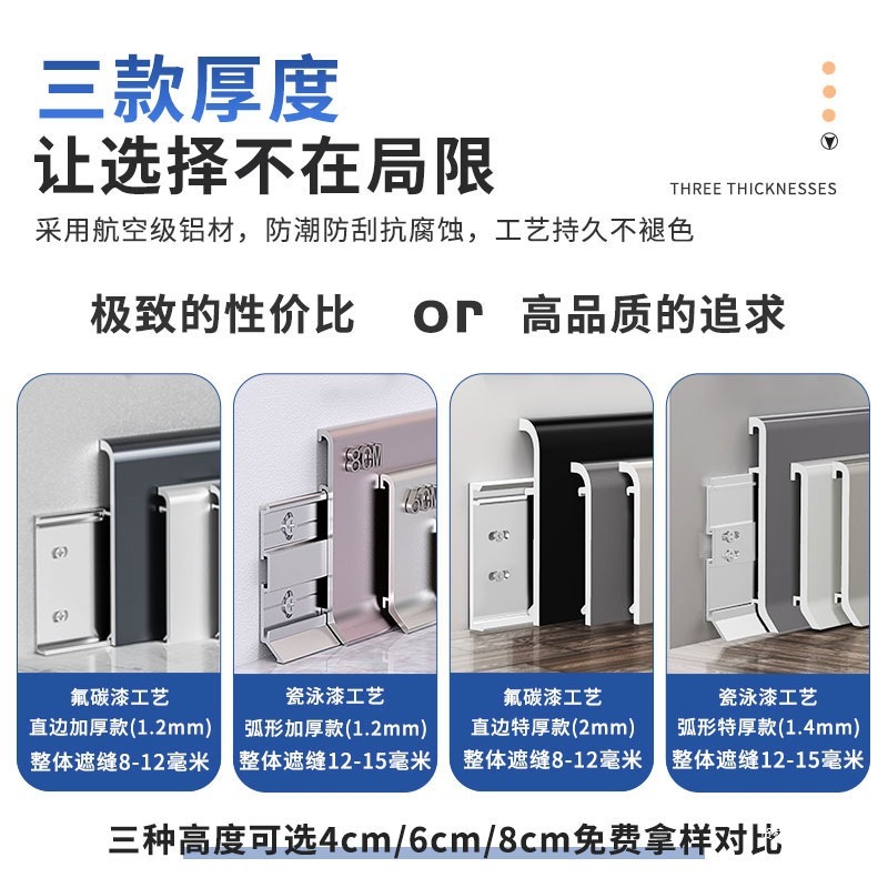 アルミニウム合金製の新しいフロアベースボード、自分で取り付けられるステンレス鋼/センチメートル金属製フロアベースボード|undefined