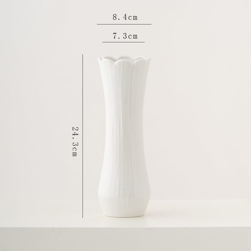 白色现代陶瓷花瓶水养鲜花干花装饰品摆件客厅餐桌摆件花器供应链|undefined