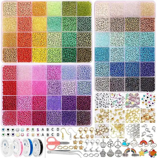 Amazon Hot Sale 2mm72 Color Glass Beads Children DIY Rice Beads Letter Set Handmade Bracelet Necklace Accessories
