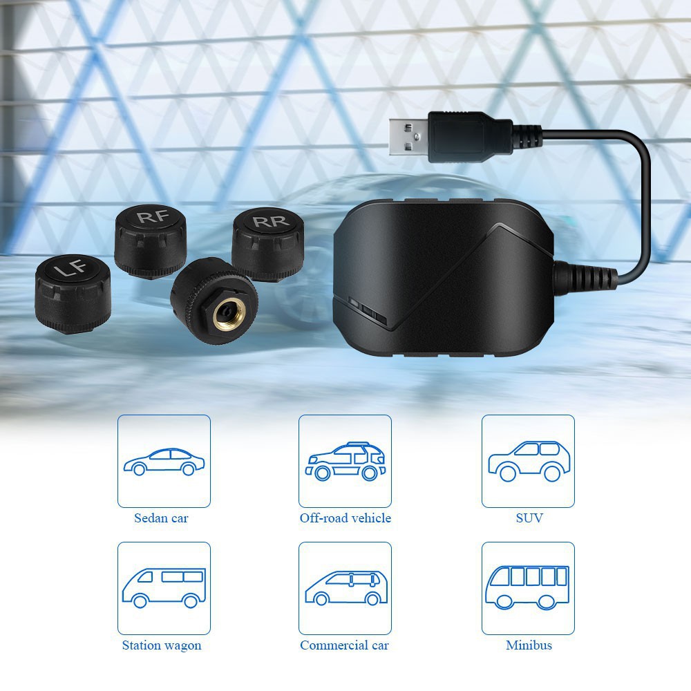 Cross-Border Android Navigation Car USB Tire Pressure Monitoring System Tpms Internal and External Wheel Temperature Detection