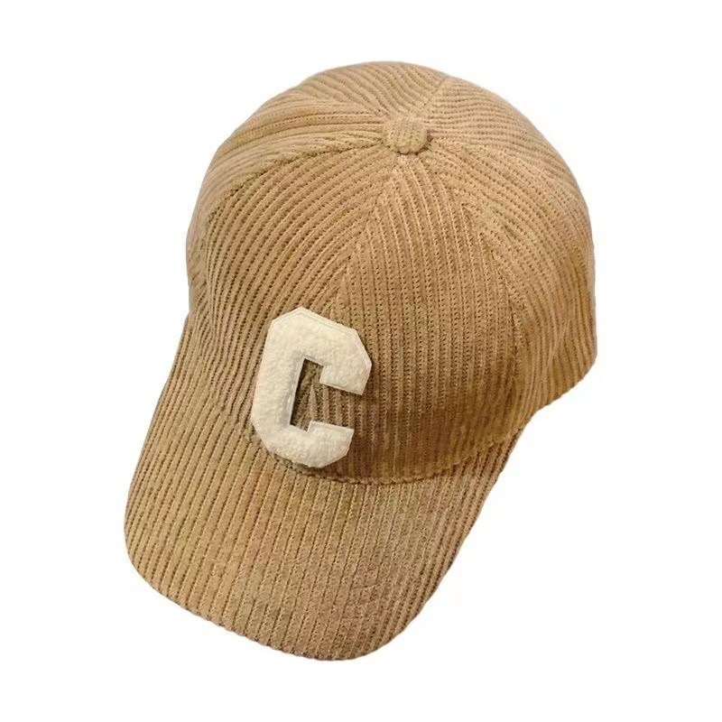 New Baseball Cap for Women in Autumn and Winter, New Corduroy Sports C-letter Internet Famous Outdoor, Same Style Men's Hard Top Duck Tongue Hat_voghion.com