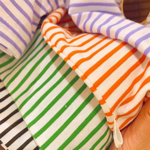 女童夏装短袖2024新款棉质条纹圆领休闲T恤宝宝薄款半袖打底衫潮