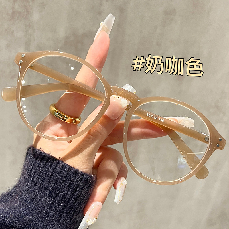 韩系复古圆框黑色眼镜近视女可配度数素颜神器显脸小大框眼睛镜架|undefined