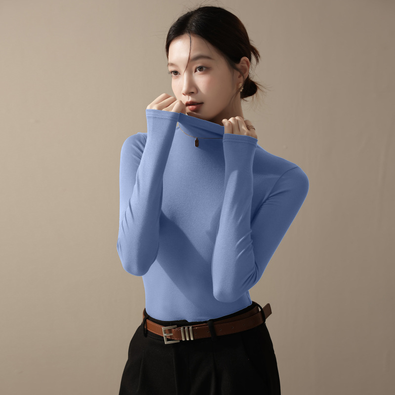 莫代尔半高领打底衫女秋2025新款紧身显瘦修身美拉德穿搭长袖上衣|undefined
