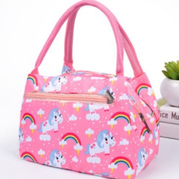 Nueva moda cremallera bolsa de aislamiento térmico Portátil Bolsa de almuerzo impermeable de dibujos animados de las mujeres con papel de aluminio bolsa de almuerzo de aislamiento térmico