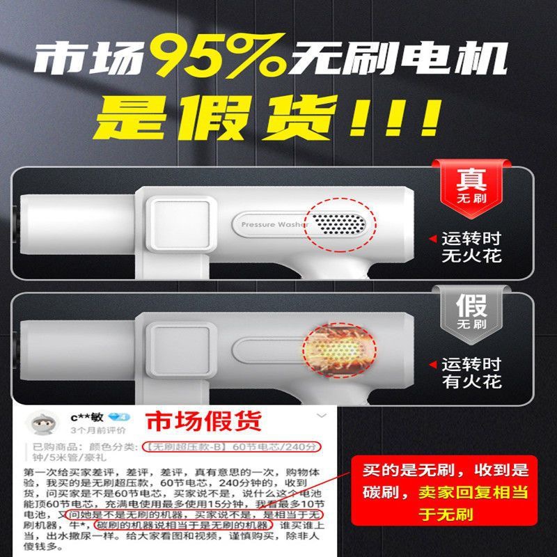 New Brushless Charging Super Pressure High Power Car Wash Household Water Gun High Voltage Lithium Battery Wireless Car Wash Machine