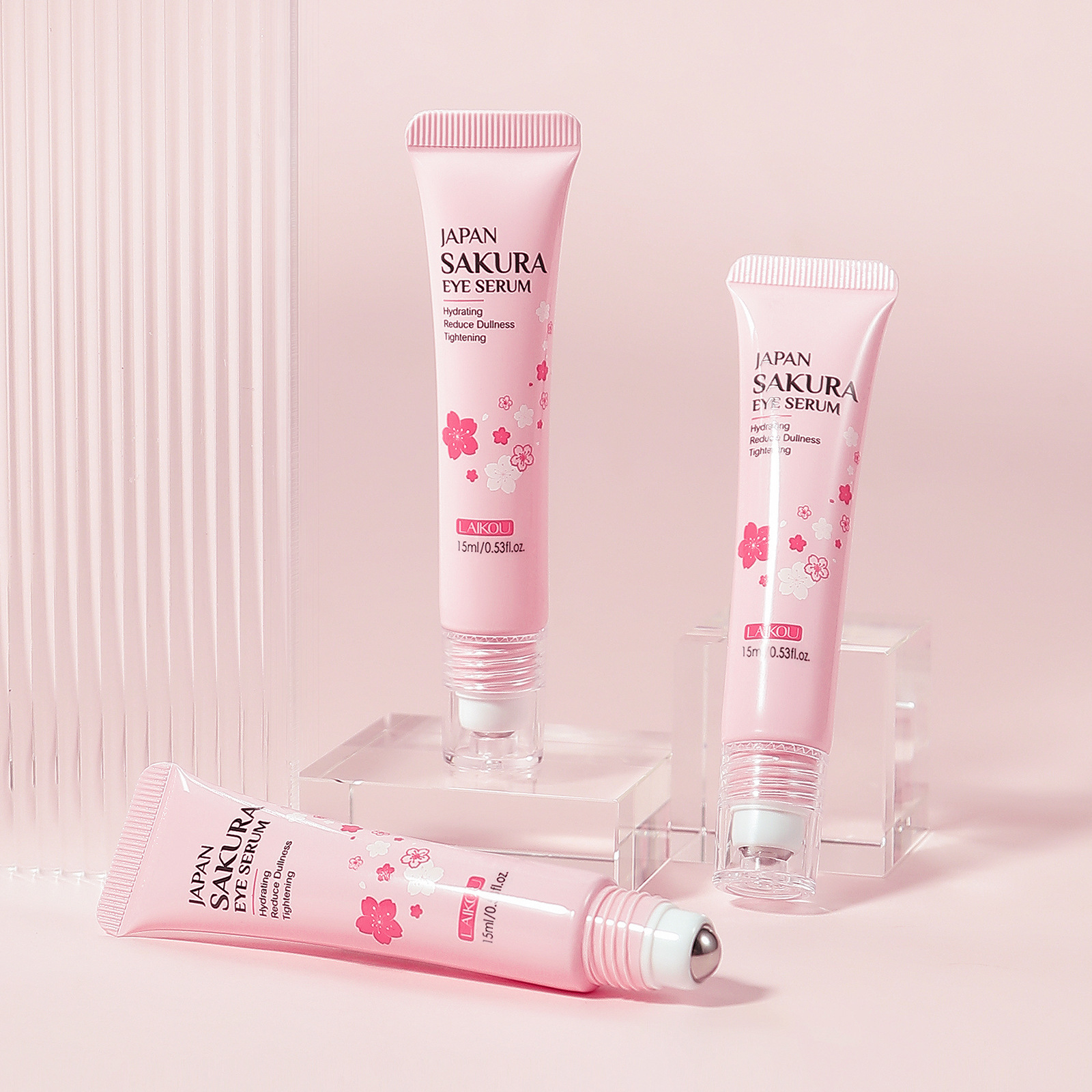 LAIKOU Cherry Blossom Eye Serum 15ml Roll-on Massage Eye Care Cream Moisturizing and Hydrating Skin Care Product undefined
