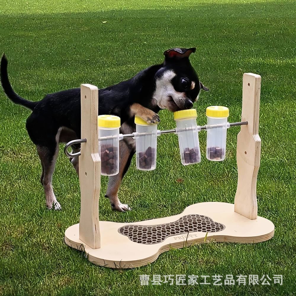 狗粮进食器家用宠物犬进食玩具架跨境新品多格自动狗狗木质喂食器