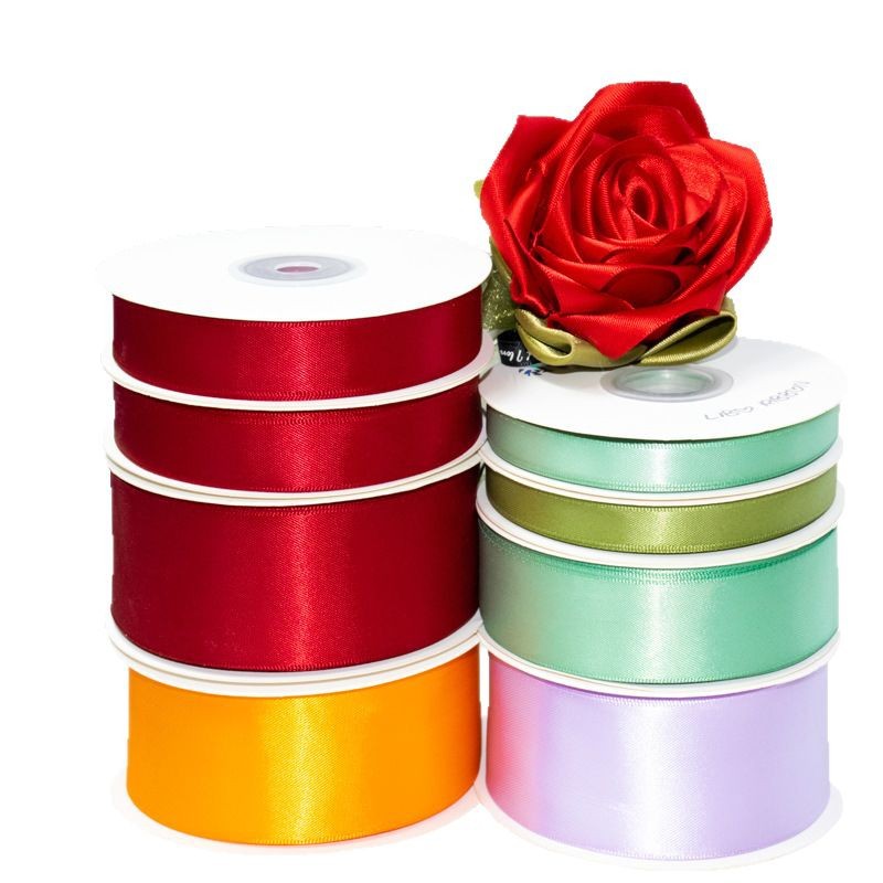 Cinta de poliéster encriptada de doble cara de D-04, ramo de Tanabata, bolsa de regalo, decoración de color sólido, cinta de rosa hecha a mano