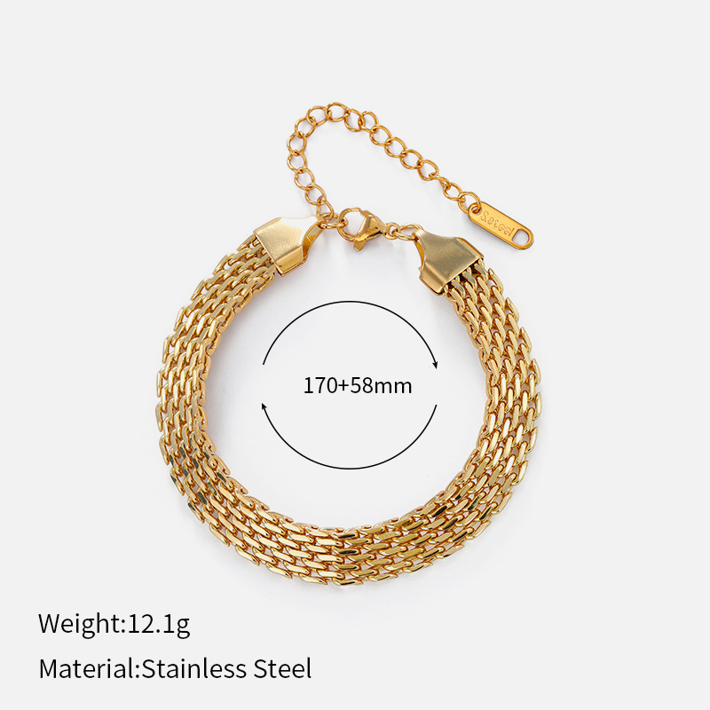 ヨーロッパとアメリカのクロスボーダーシンプルなステンレス鋼の太いブレスレット電気メッキ 18 K ゴールドチェーンブレスレットヒップホップスタイルチタン鋼ブレスレット|undefined