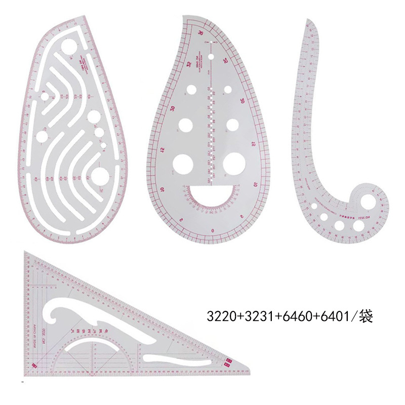 Regla de curva directa de fábrica Botón regla de arco regla de ropa regla de corte traje de regla de jaula de manga regla de tamaño colección