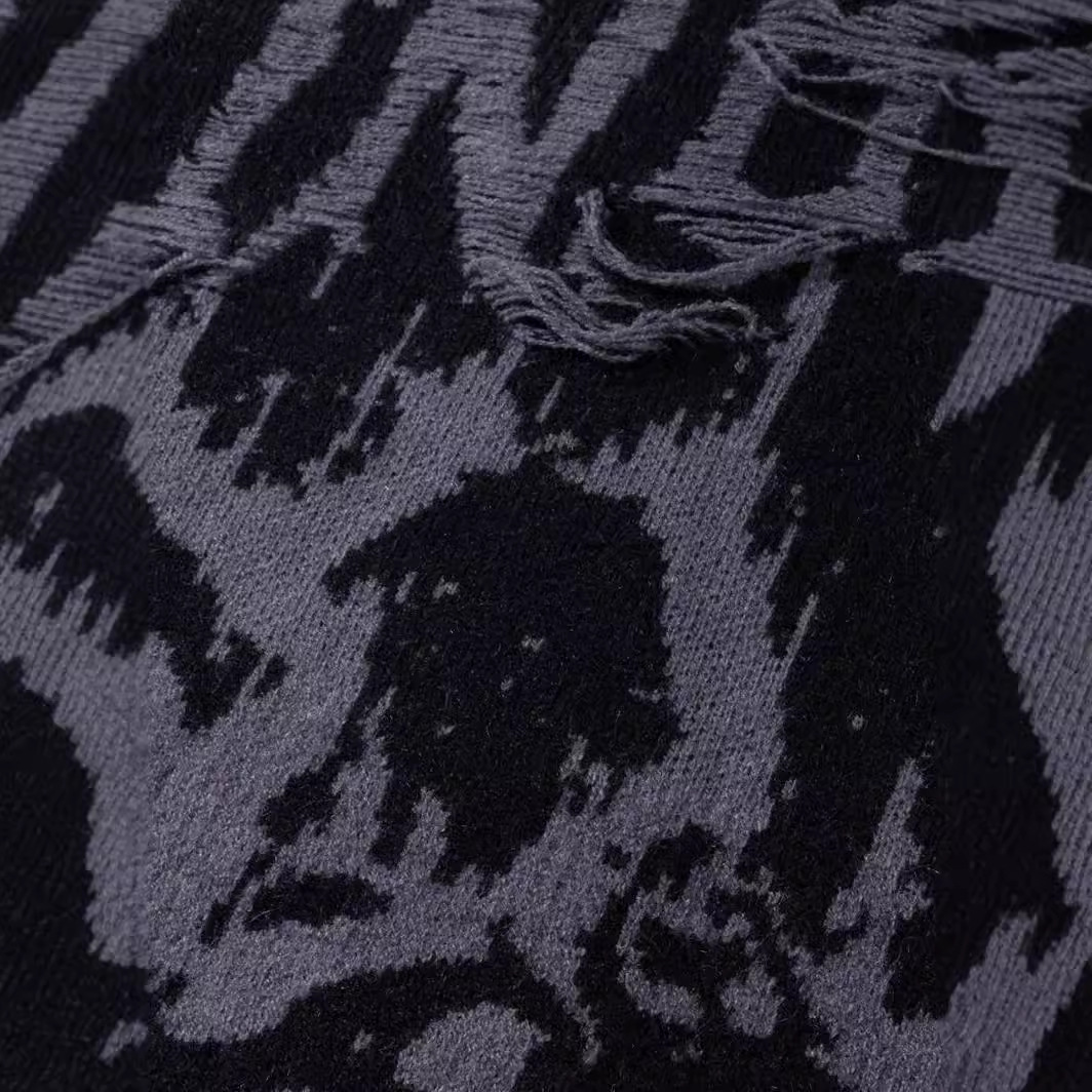 Herrenbekleidung Retro Street Fashion Kontrastfarbe Cartoon-Print lockerer Pullover zweiteiliger Pullover_voghion.com