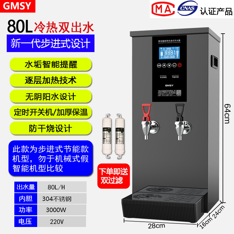 80L 에너지 절약 LCD 단계 냉온수 이중 물 + 타이밍 + 이중 필터 검정색