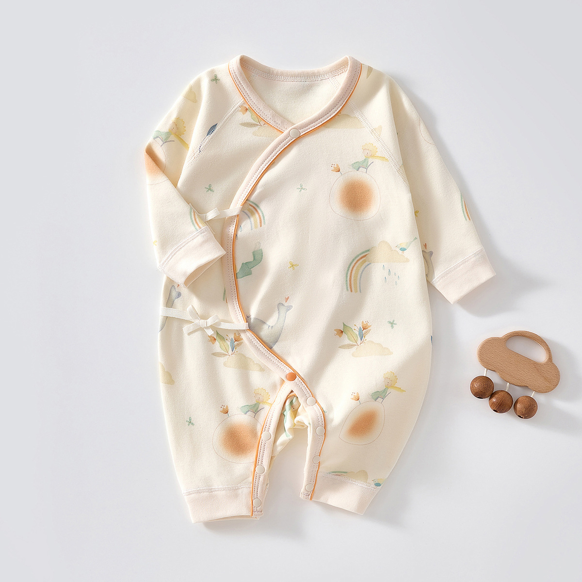 Ropa para bebés recién nacidos, pelele sin costuras de algodón puro, ropa estilo monje para bebés de primavera y otoño, mono para bebés