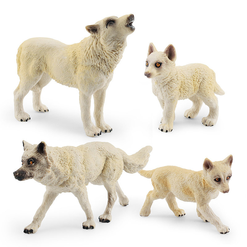 Amazon simulación de América del Norte Lobo Blanco modelo animal estático Lobo rugiente postura caminando lobo gris decoración de escritorio de juguete