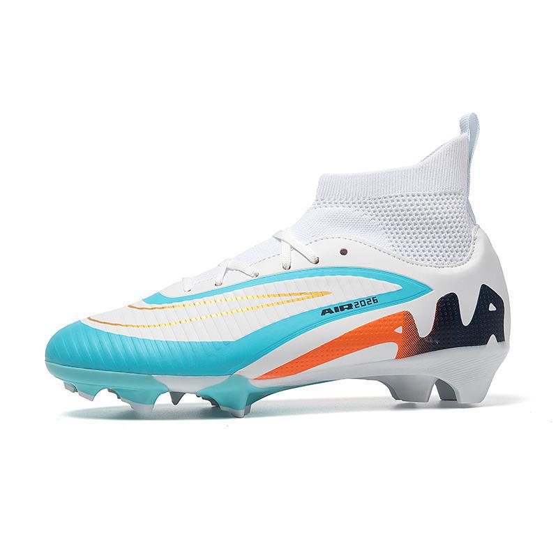 Zapatos de Fútbol Infantil de Caña Alta de Cuero Ligero para Pastizales Naturales
