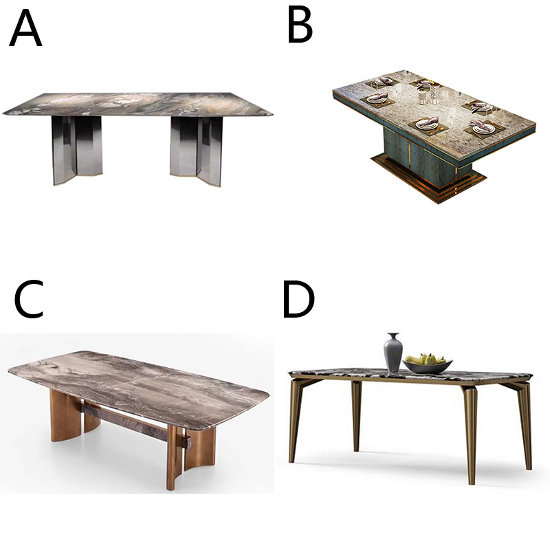 Natural Marble Dining Table and Chair Combination Rectangular Household Light Luxury Table High-End Modern Simple Luxury Stone Dining Table