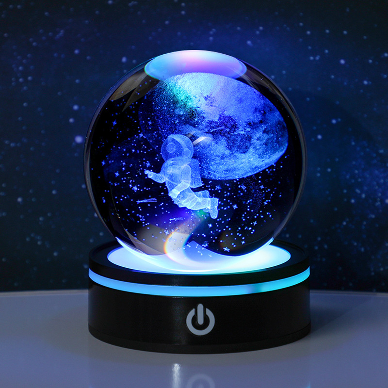 跨境发光银河系星空水晶球小夜灯触摸电池底座创意学生生日礼物|undefined