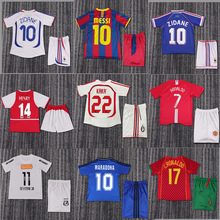 复古球衣足球服儿童套装国家队服梅西C罗纳尔多齐达内马尔足球衣