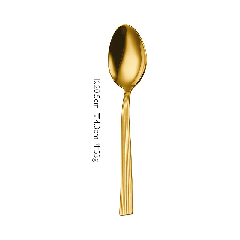 Comercio exterior de alta calidad cuchillo de acero inoxidable tenedor cuchara set lujo ligero cubiertos de carne cuchillo de postre cucharas de viento de alto nivel