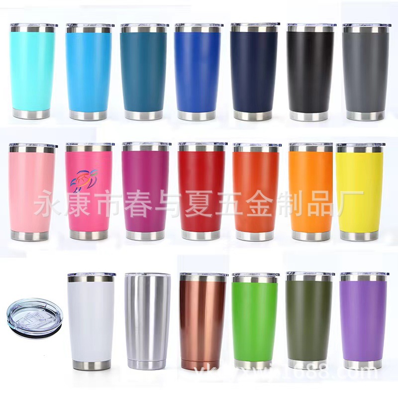 Amazon proporciona especialmente 20oz taza de coche de pulverización de plástico 304 de acero inoxidable de doble capa de aislamiento térmico y aislamiento frío coche regalo taza de helado