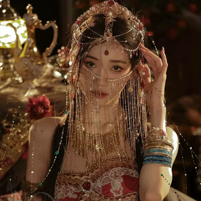 Стиль принцессы Западный регион Hanfu украшен лбом Дуньхуана Экзотический танец Ji Luyu Su, аксессуары для волос, головные уборы, старинные аксессуары