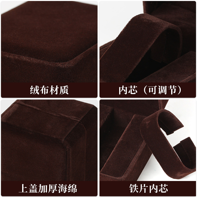 Caja de reloj de franela de esquina redonda Reloj de moda caja de almacenamiento caja de embalaje de reloj Caja de reloj marrón caja de Reloj portátil al por mayor