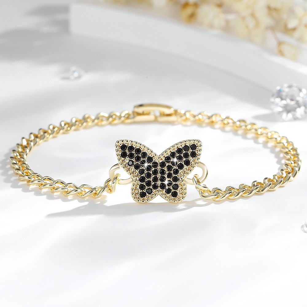 Explosiones transfronterizas de venta caliente pulsera mariposa O-chaîne conjunto de joyas de cobre 14K oro chapado collar de joyas al por mayor