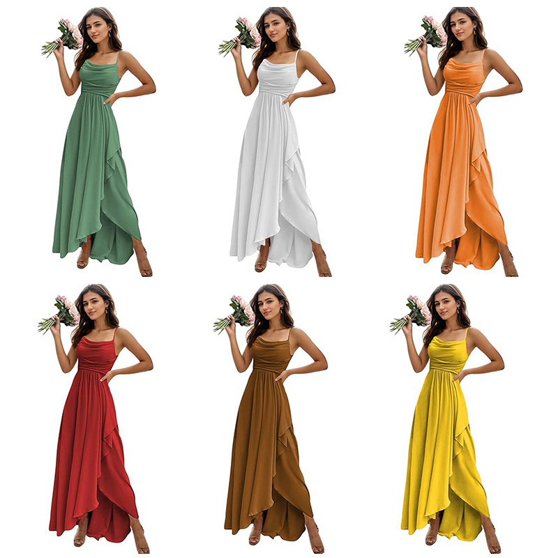 Cross-Border Evening Dress 2025 New Foreign Trade Sexy Single Strap Waist Dinner Banquet Bridesmaid Dress