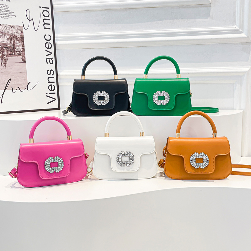 Bolso de hombro de moda con diamantes bolso cuadrado primavera y verano 2025 nuevo bolso de color caramelo bolso de tela extranjero