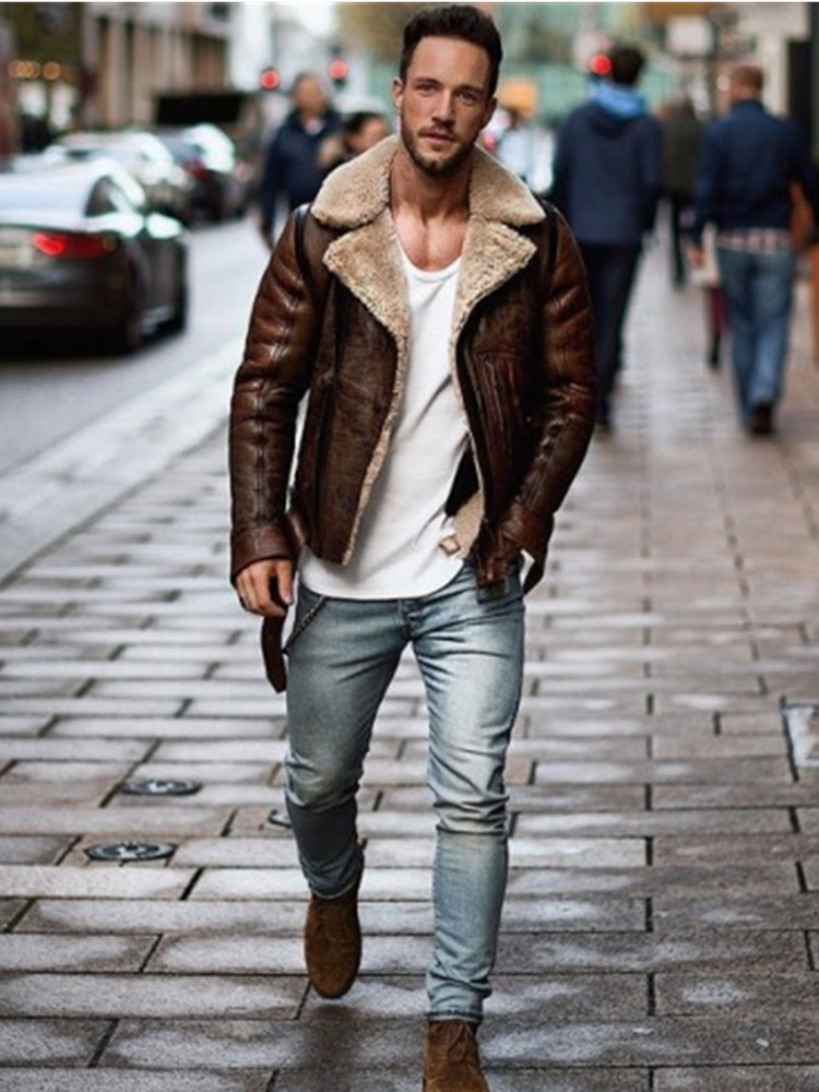 Herrenbekleidung Herrenjacke Pelzmantel Verdickter Mantel Pelz Reißverschluss Herrenbekleidung_voghion.com